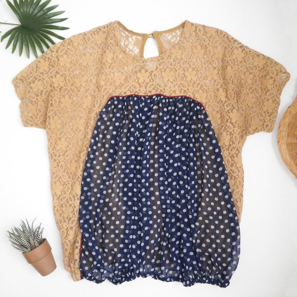 Christie Brown Ghana Tops - Christie Brown Ghana Lace Polka Dot Designer Top L